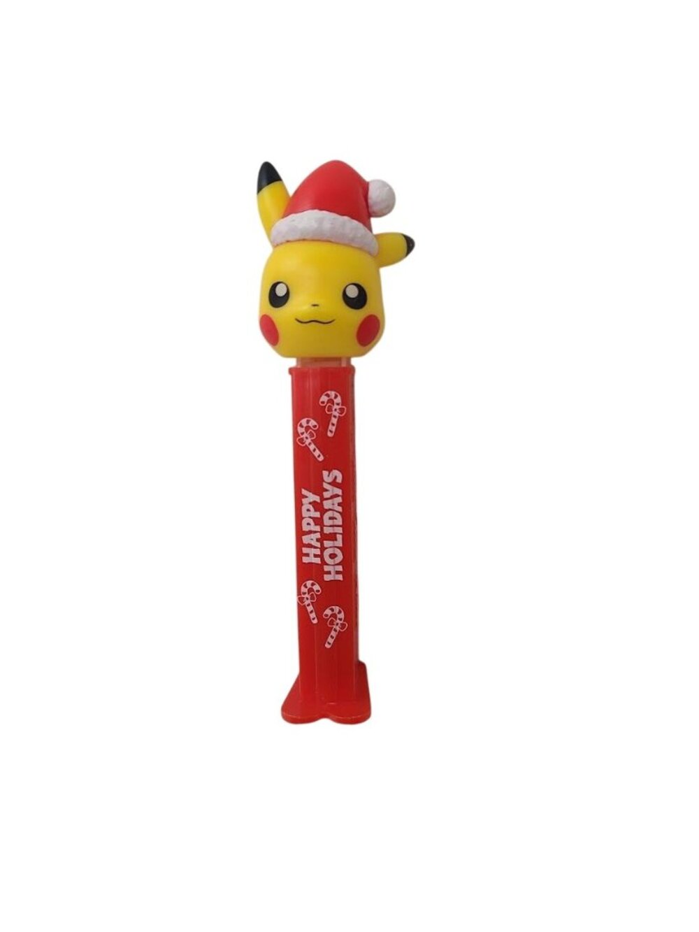 PEZ Pokemon Pikachu Happy Holidays Santa Hat Candy Dispenser Red Stem